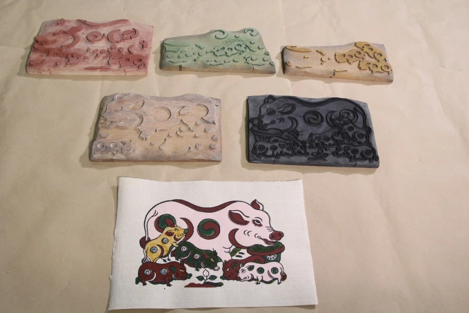 Dong Ho folk painting traditional woodblock print