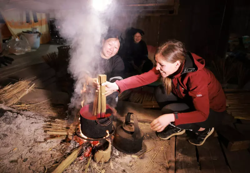 Visitors experiencing incense making in Non Nuoc Cao Bang Geopark